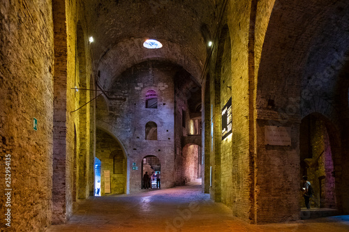 Perugia, Italy - Underground tunnels and chambers of the XVI century Rocca Paolina stone fortress in Perugia historic quarter photo