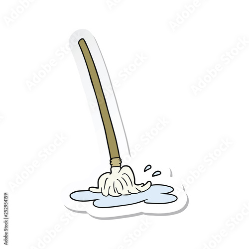 sticker of a wet cartoon mop