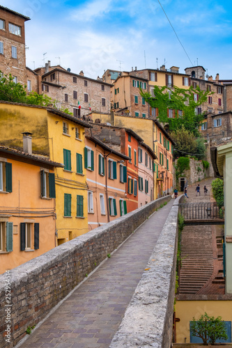 Perugia, Italy - Panoramic view of the historic aqueduct forming Via dell Acquedotto pedestrian street along the ancient Via Appia street in Perugia historic quarter © Art Media Factory