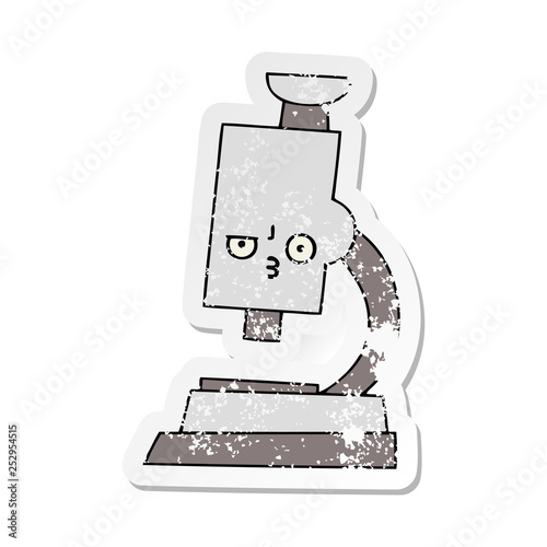 distressed sticker of a cute cartoon microscope