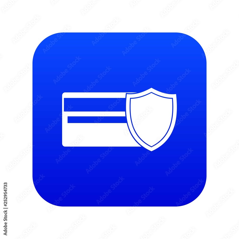 Credit card and shield icon digital blue for any design isolated on white vector illustration Credit card and shield icon digital blue for any design isolated on white vector illustration