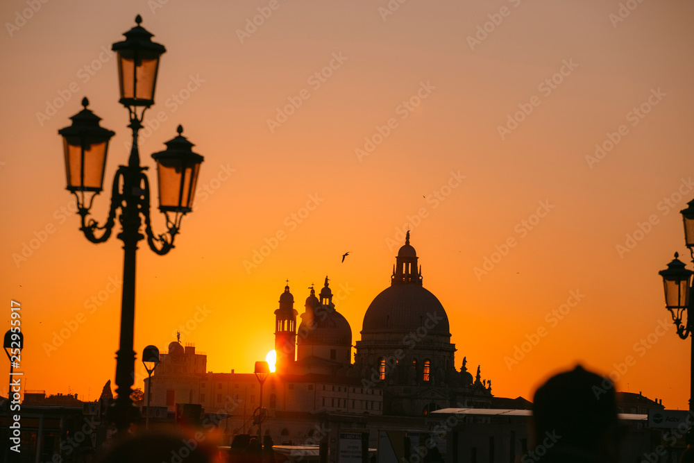 Beautiful Golden Sunset in Venice, Italy