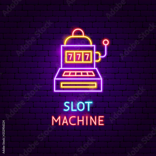 Slot Machine Neon Label