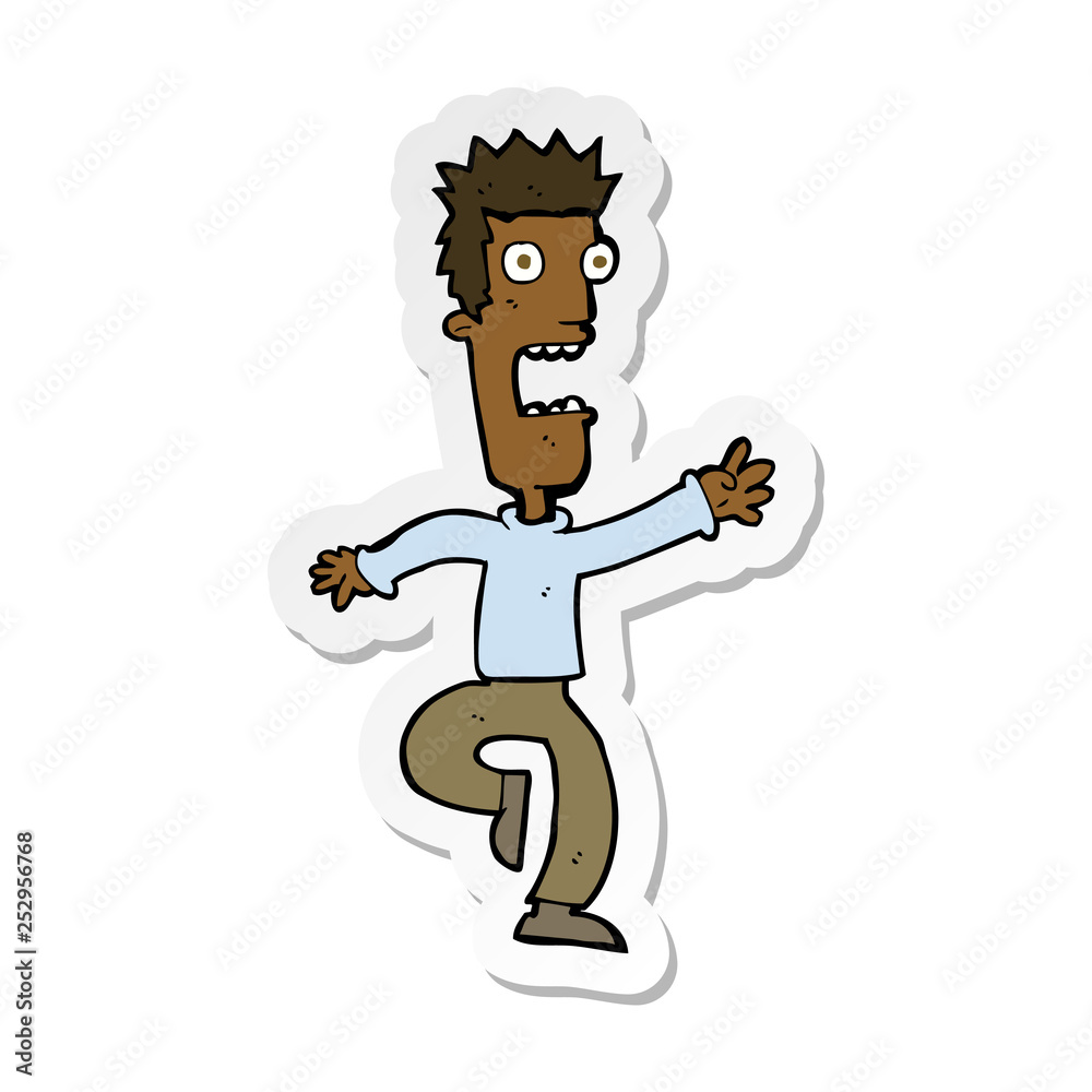 sticker of a cartoon shrieking man sticker of a cartoon shrieking man