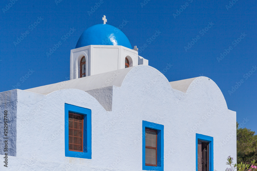 View of the Profitis Ilias orthodox church, Santorini, Greece