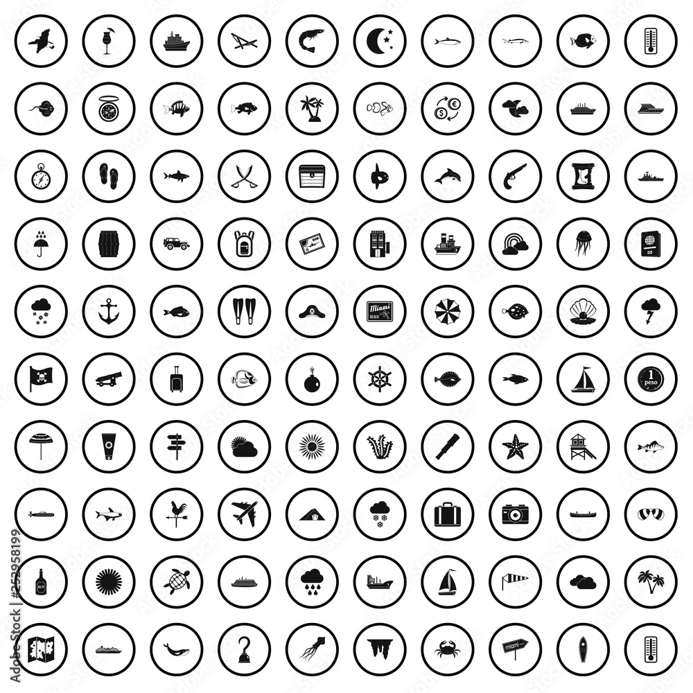 100 marine environment icons set in simple style for any design vector illustration 100 marine environment icons set in simple style for any design vector illustration