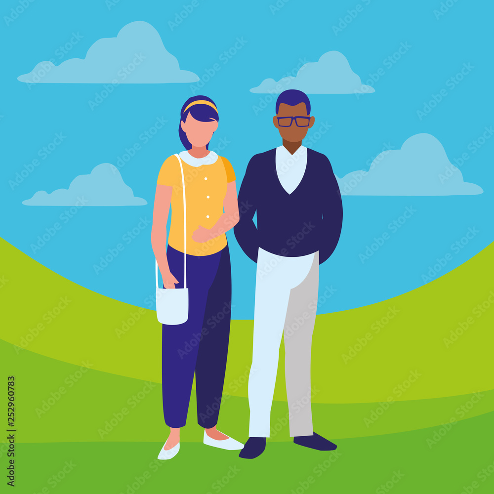 young interracial couple avatars characters young interracial couple avatars characters