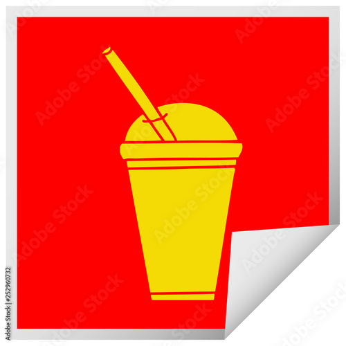 quirky square peeling sticker cartoon soft drink