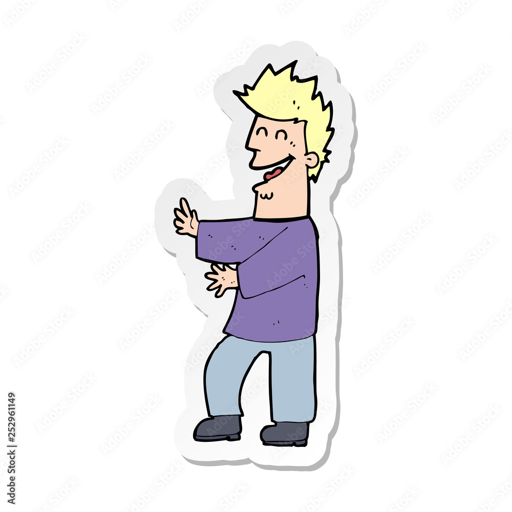 sticker of a cartoon laughing man sticker of a cartoon laughing man
