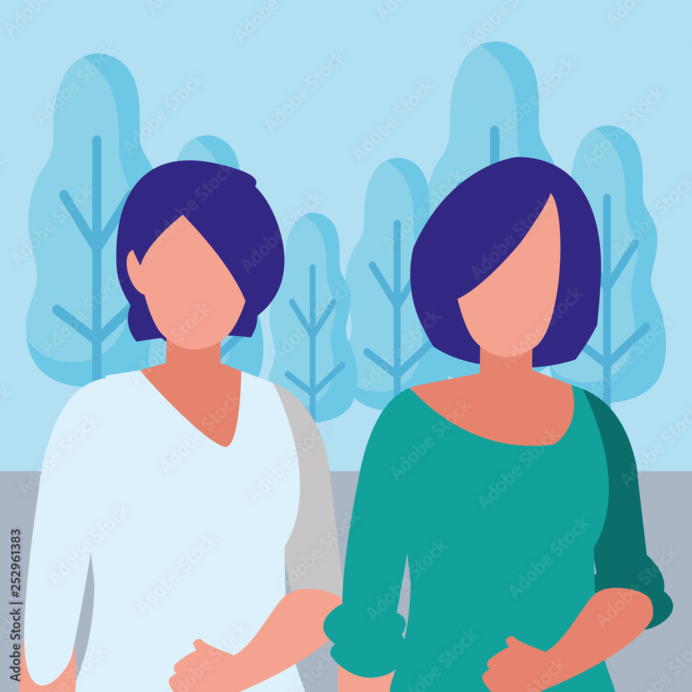Obraz premium couple of girls avatars characters