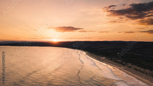 Aerial View of Great Ocean Road at Sunset, Victoria, Australia