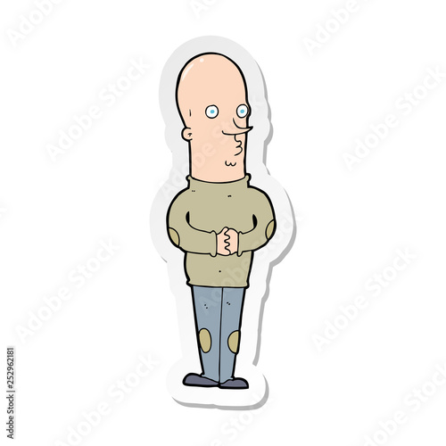 sticker of a cartoon funny bald man