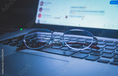Glasses on Laptop Keyboard