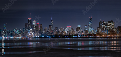 Obraz na płótnie Chicago Skyline Panorama at Night w salonie