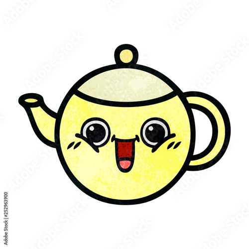 retro grunge texture cartoon tea pot