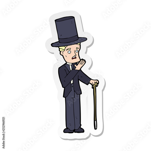 sticker of a cartoon man wearing top hat