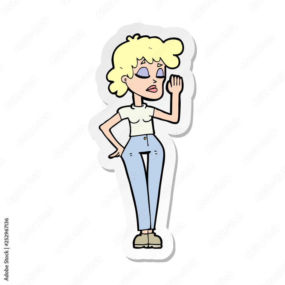 sticker of a cartoon woman ignoring sticker of a cartoon woman ignoring