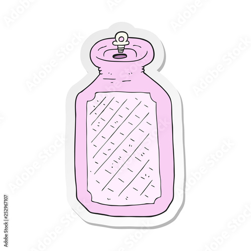 sticker of a cartoon hot water bottle