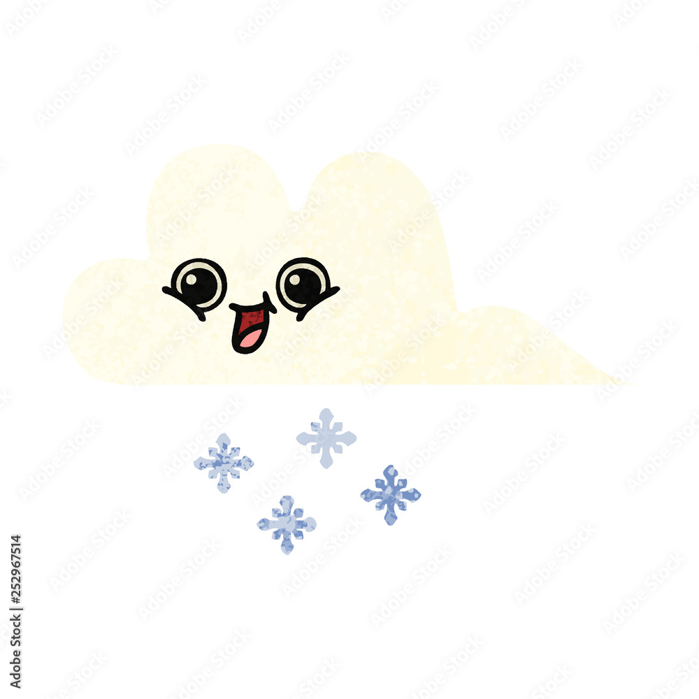 retro illustration style cartoon snow cloud retro illustration style cartoon snow cloud