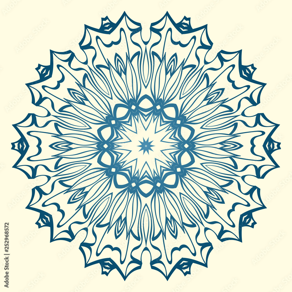 Floral Ornament In Geometric Style. Vector Illustration. Oriental Pattern. Indian, Moroccan, Mystic, Ottoman Motifs. Anti-Stress Therapy Pattern. Blue, milk color Floral Ornament In Geometric Style. Vector Illustration. Oriental Pattern. Indian, Moroccan, Mystic, Ottoman Motifs. Anti-Stress Therapy Pattern. Blue, milk color