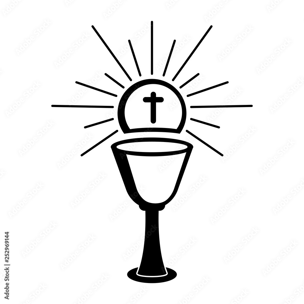 Outline of a chalice and host. Holy week. Vectot illustration design