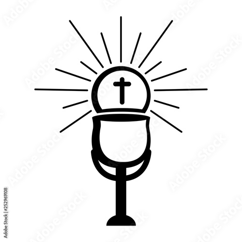 Outline of a chalice and host. Holy week. Vectot illustration design