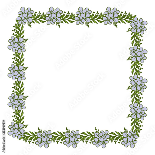 Vector illustration white background with leaf flower frame hand drawn