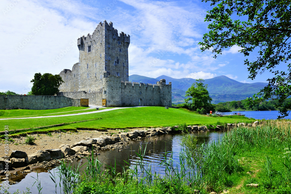 Medieval Ross Castle along the shores of Lough Leane in Killarney National Park, Ring of Kerry, Ireland