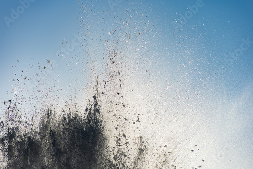 Beautiful bright fountain water flow