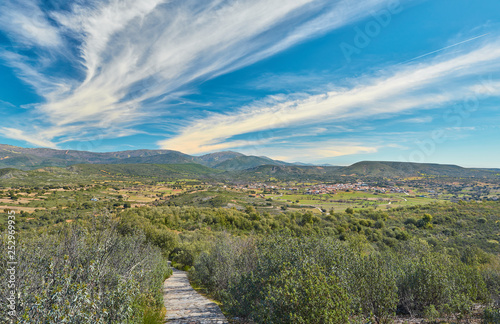 Landscape View of the Village of Navas de Estena in the Cabañeros National Park, Ciudad Real Province, Castilla la Mancha Region, Spain photo