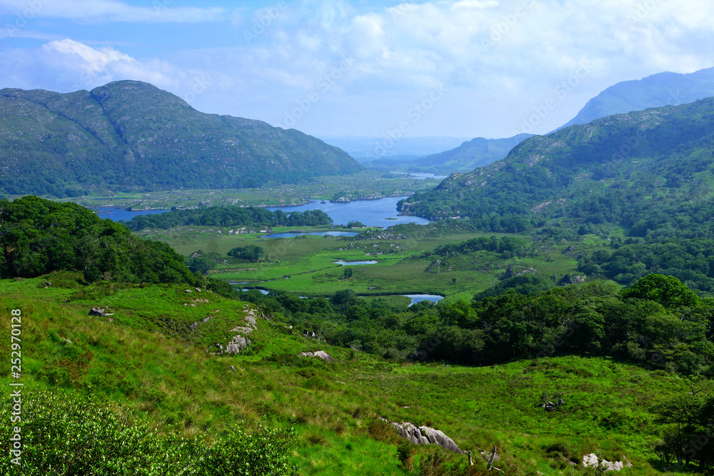 Scenic vista from Ladies View on the Ring of Kerry in Killarney National Park, Ireland