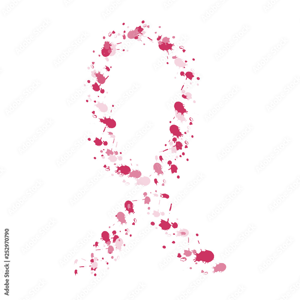 Watercolor breast cancer symbol. Vector illustration design