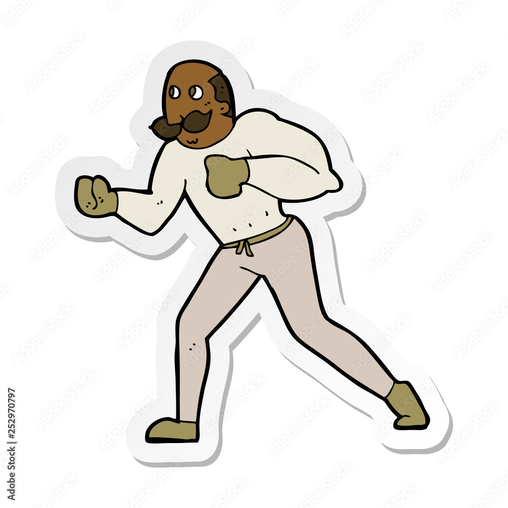 sticker of a cartoon retro boxer man
