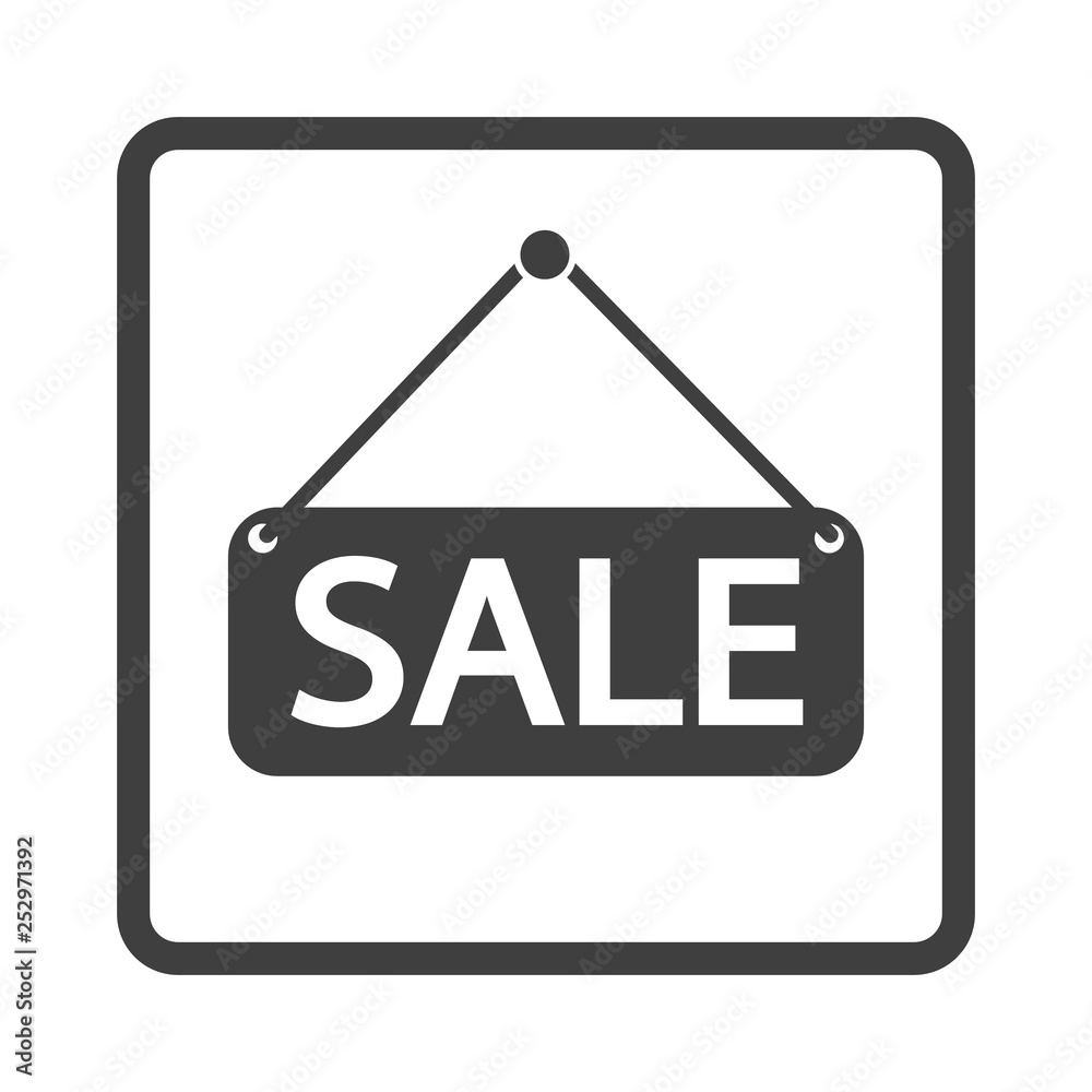Sale sign hanging with rope icon in square frame Sale sign hanging with rope icon in square frame
