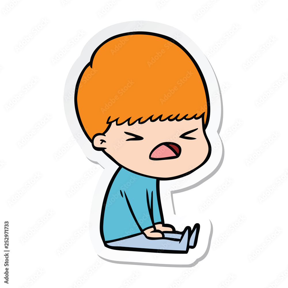 sticker of a cartoon stressed man sticker of a cartoon stressed man