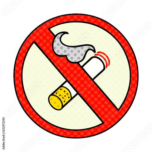 comic book style cartoon no smoking allowed sign