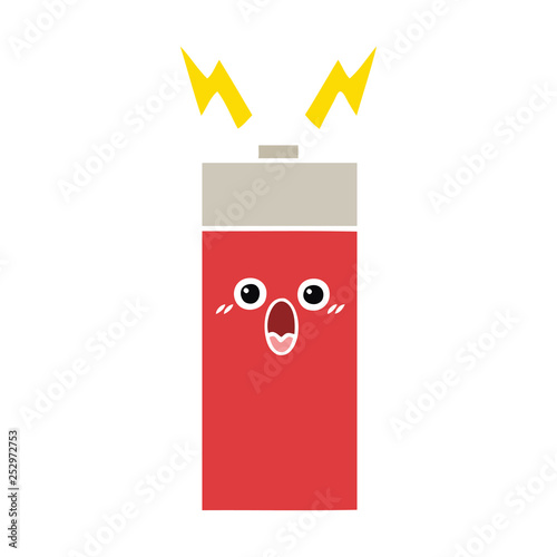 flat color retro cartoon battery