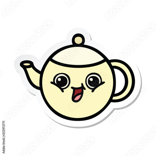 sticker of a cute cartoon tea pot