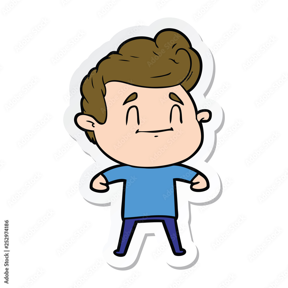 sticker of a happy cartoon man