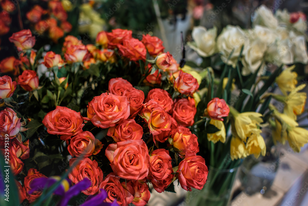 Flower's business. Lifestyle flower shop. Beautiful flower composition. Detail. Close up. Flower's background. Flower's business. Lifestyle flower shop. Beautiful flower composition. Detail. Close up. Flower's background.