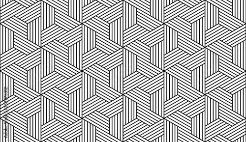Abstract geometric pattern with stripes, lines. Seamless vector background. White and black ornament. Simple lattice graphic design