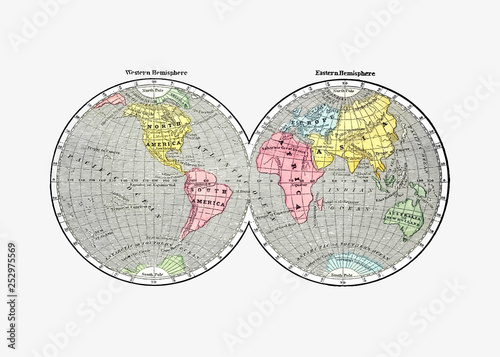 Antique world map drawing