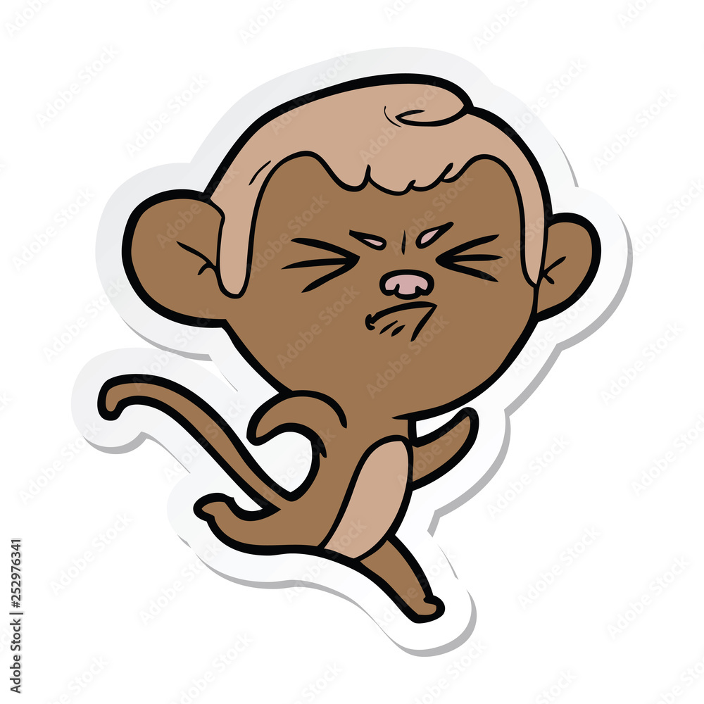 sticker of a cartoon annoyed monkey sticker of a cartoon annoyed monkey