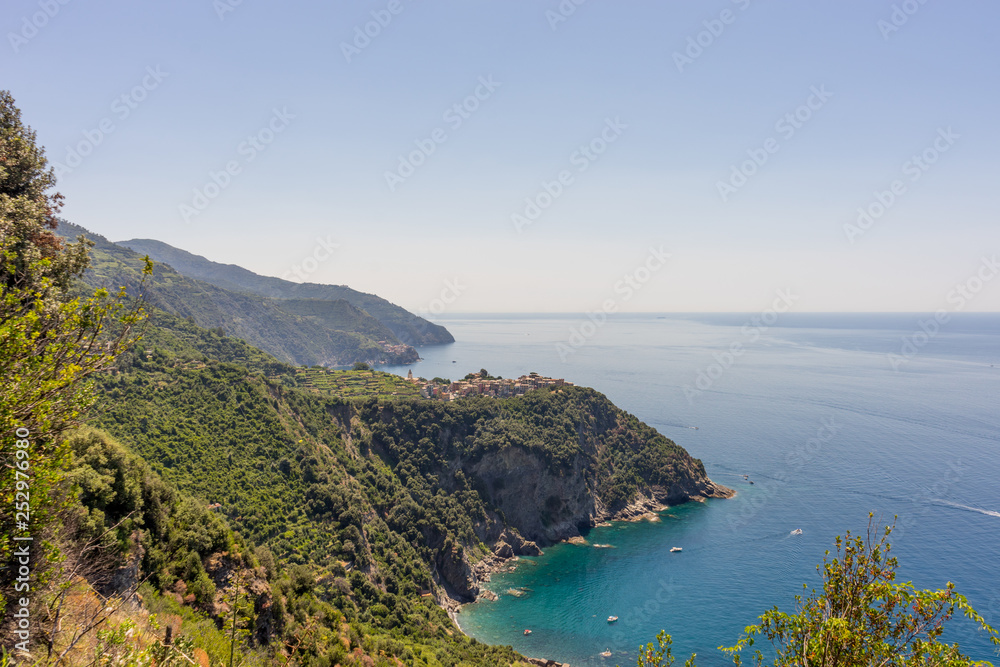 Italy, Cinque Terre, Corniglia, Corniglia, SCENIC VIEW OF SEA AGAINST CLEAR SKY