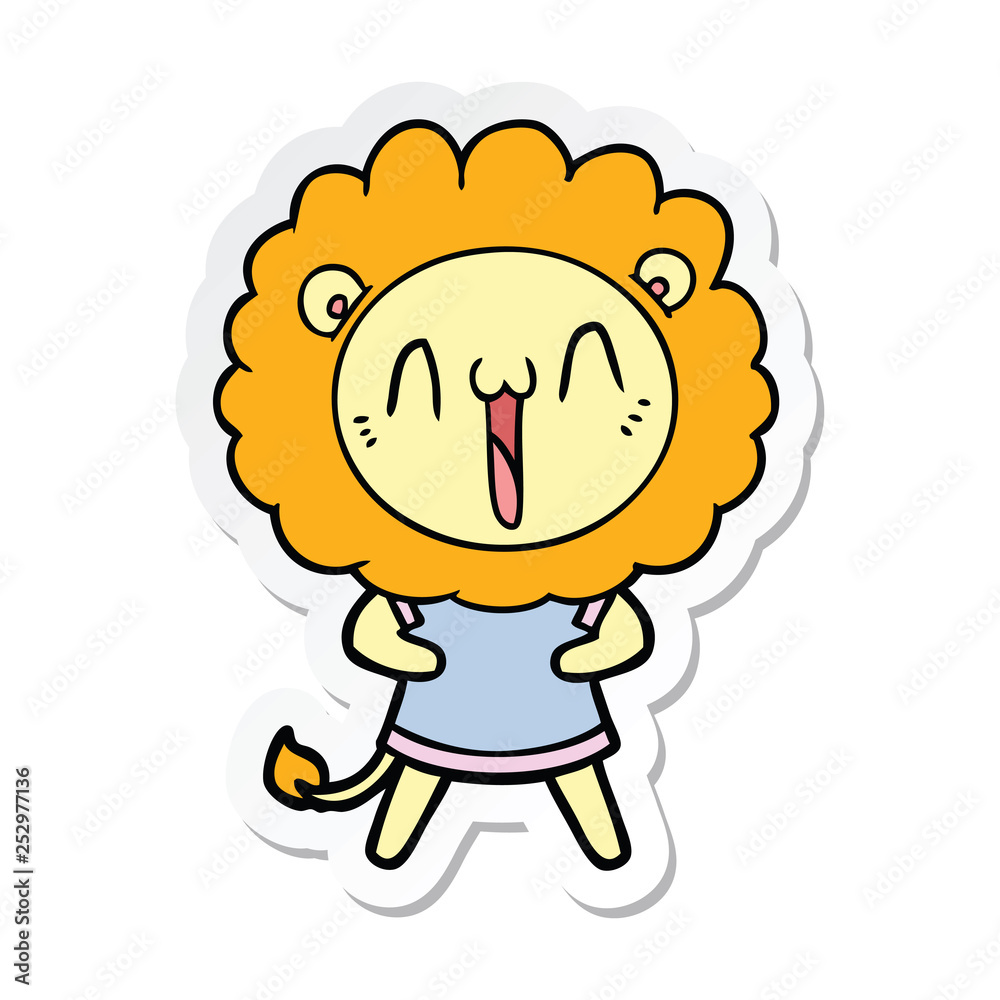 sticker of a happy cartoon lion sticker of a happy cartoon lion