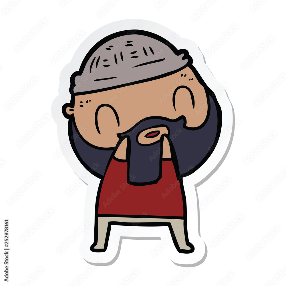 sticker of a cartoon bearded man