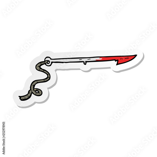 sticker of a cartoon whaling harpoon