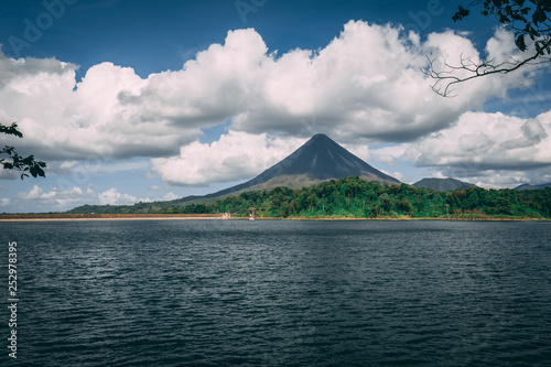 Arenal volcano over water in Costa Rica