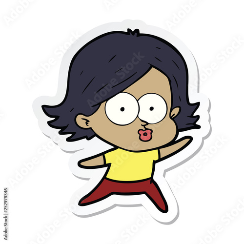 sticker of a cartoon girl pouting