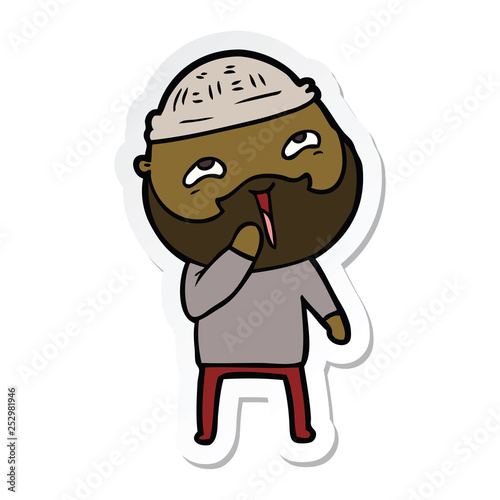 sticker of a cartoon happy bearded man